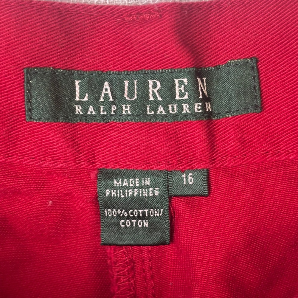 Lauren Ralph Lauren Womens Red Cotton Twill Chino Shorts Size 16 High Rise - Picture 3 of 8
